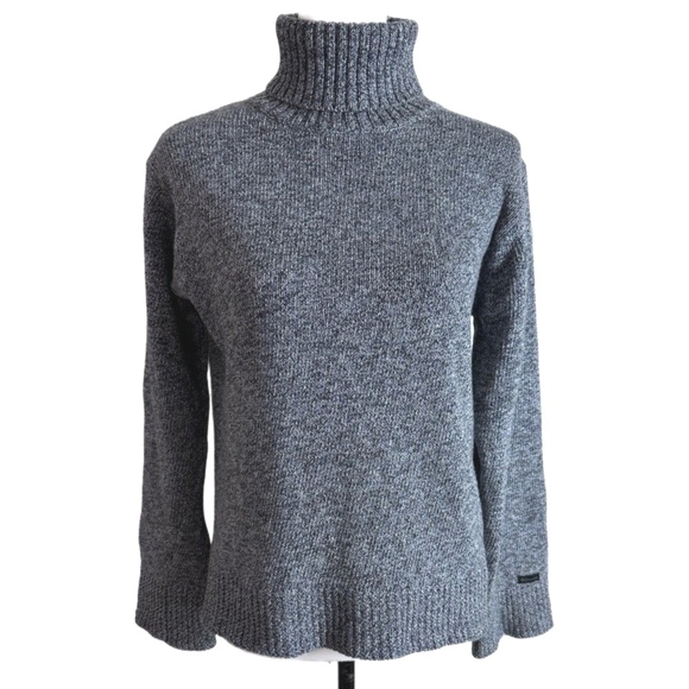 Columbia Turtleneck Marled Knit Cotton Pullover Grey Womens Medium